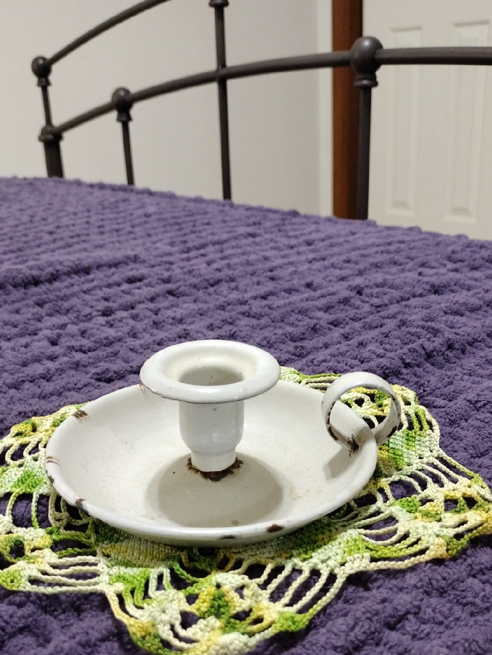 White Porcelain Chamberstick Candle Holder